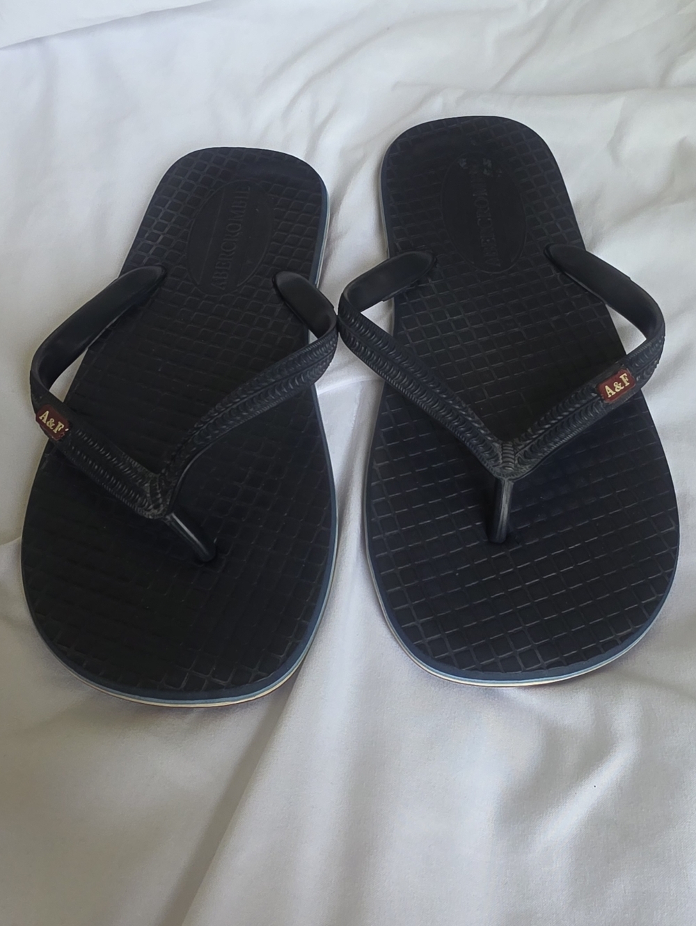 Abercrombie And Fitch A&F Navy Rubber Mens Flip Flops Size 11